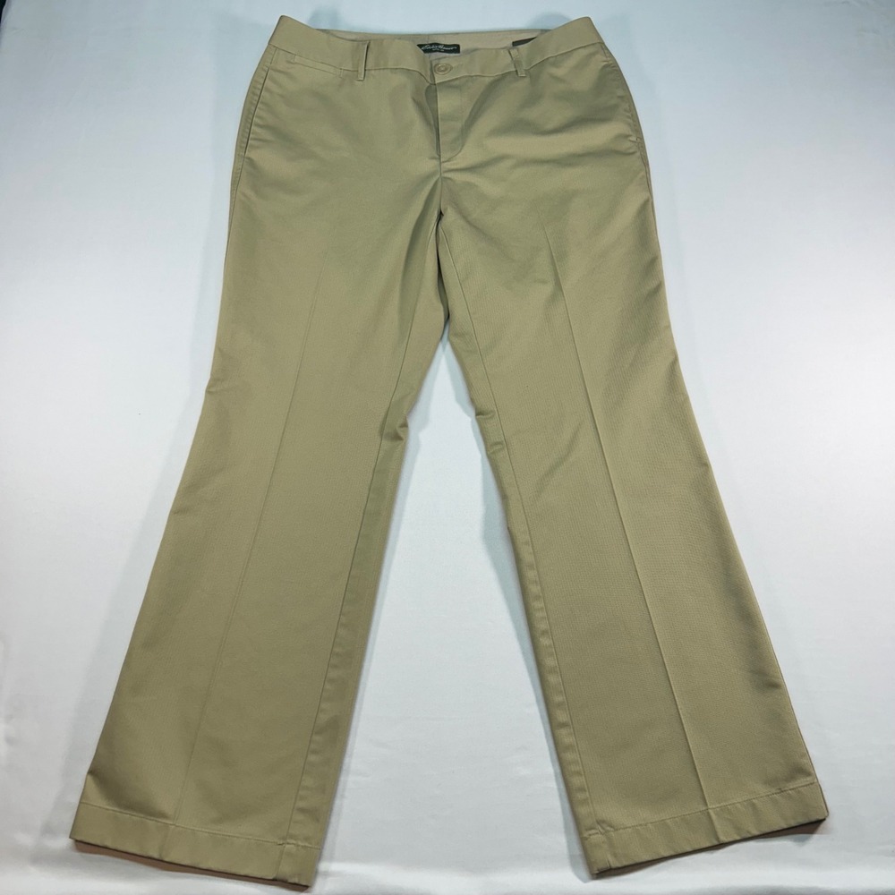 Eddie Bauer Mercer Fit Tan Khaki Chino Pants Womens 14 Wrinkle Resistant Cotton